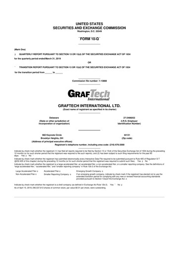 Thumbnail GrafTech 10-Q Quarterly Report FY2019 