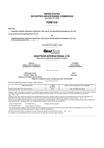 Thumbnail GrafTech 10-Q Quarterly Report FY2019 