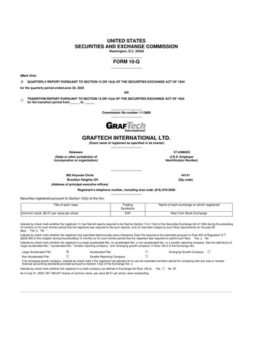 Thumbnail GrafTech 10-Q Quarterly Report FY2020 