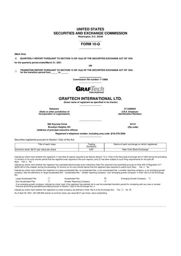 Thumbnail GrafTech 10-Q Quarterly Report FY2021 
