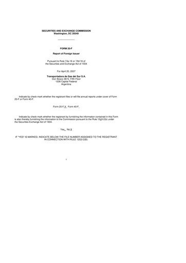 Thumbnail Transportadora de Gas del Sur 20-F Annual Report 