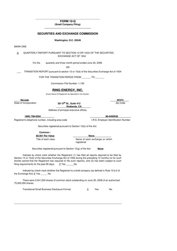 Vorschaubild Ring Energy
 10-Q Quartalsbericht  