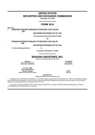 Thumbnail Mohawk Industries
 10-Q Quarterly Report FY 