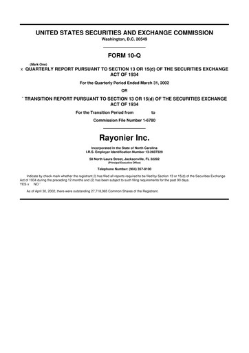 Thumbnail Rayonier 10-Q Quarterly Report FY 