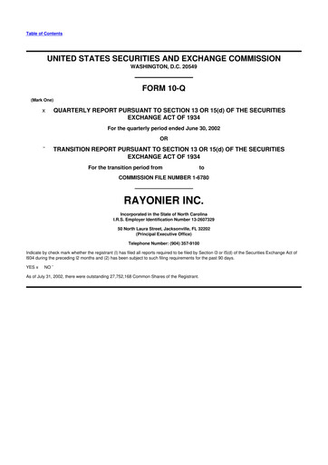 Thumbnail Rayonier 10-Q Quarterly Report FY 