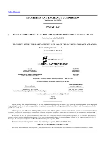 Thumbnail Global Payments 10-K Annual Report 