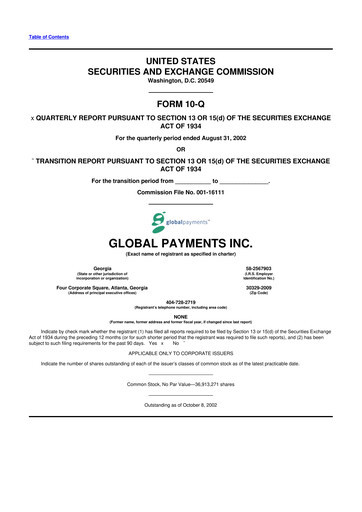 Thumbnail Global Payments 10-Q Quarterly Report FY 