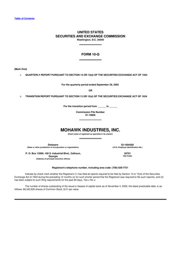Thumbnail Mohawk Industries
 10-Q Quarterly Report FY 