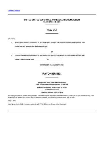 Thumbnail Rayonier 10-Q Quarterly Report FY 