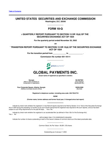 Thumbnail Global Payments 10-Q Quarterly Report FY 