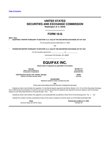 Vorschaubild Equifax 10-Q Quartalsbericht  