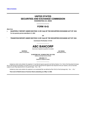 Thumbnail Ameris Bancorp
 10-Q Quarterly Report FY 