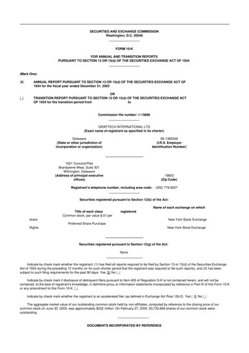 Thumbnail GrafTech 10-K Annual Report 