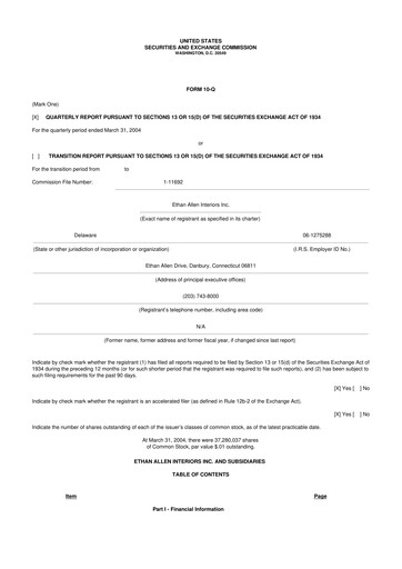 Thumbnail Ethan Allen
 10-Q Quarterly Report FY 