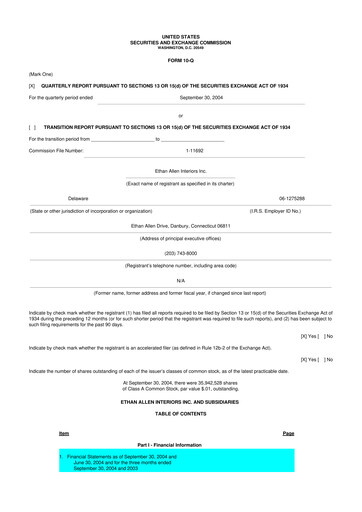 Thumbnail Ethan Allen
 10-Q Quarterly Report FY 