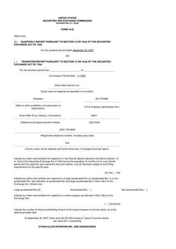 Thumbnail Ethan Allen
 10-Q Quarterly Report FY 