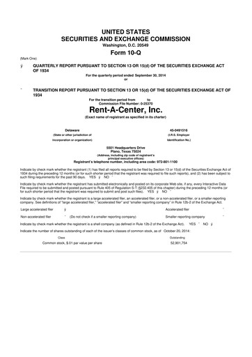 Thumbnail Upbound Group 10-Q Quarterly Report FY2014 