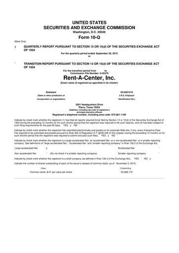 Thumbnail Upbound Group 10-Q Quarterly Report FY2015 