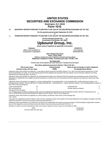 Thumbnail Upbound Group 10-Q Quarterly Report FY2023 