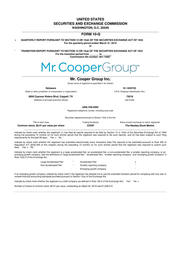Miniature Mr. Cooper Group 10-Q Rapport trimestriel 2019 