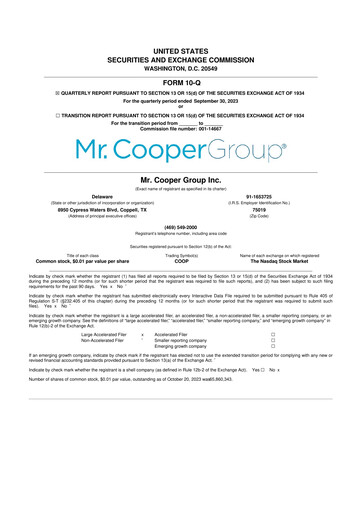 Miniature Mr. Cooper Group 10-Q Rapport trimestriel 2023 