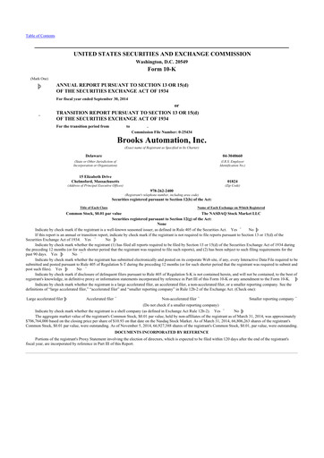 Thumbnail Azenta 10-K Annual Report 2014