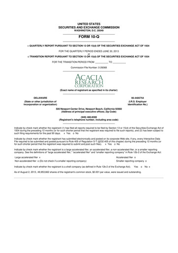 Thumbnail Acacia Research
 10-Q Quarterly Report FY2013 