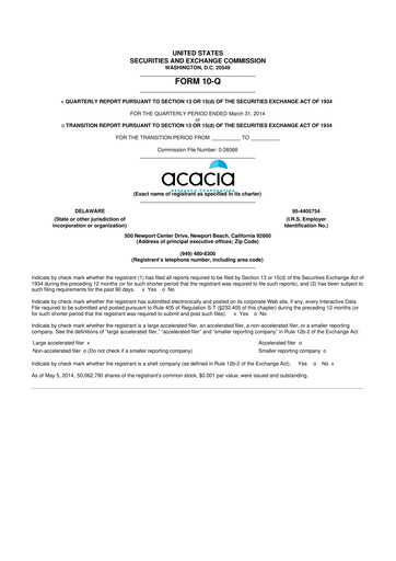 Thumbnail Acacia Research
 10-Q Quarterly Report FY2014 