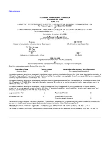 Thumbnail Acacia Research
 10-Q Quarterly Report FY2023 