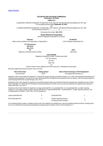 Thumbnail Acacia Research
 10-Q Quarterly Report FY2025 