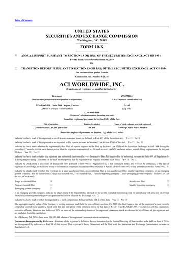 Thumbnail ACI Worldwide
 10-K Annual Report 2019