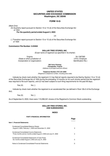 Miniature Dollar Tree 10-Q Rapport trimestriel  