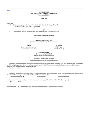 Thumbnail Dollar Tree 10-Q Quarterly Report FY 