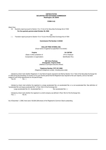 Thumbnail Dollar Tree 10-Q Quarterly Report FY 