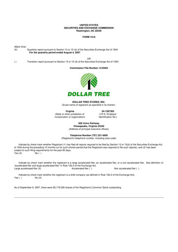 Thumbnail Dollar Tree 10-Q Quarterly Report FY 