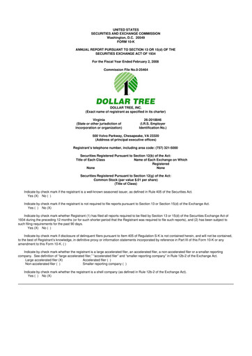 Thumbnail Dollar Tree 10-K Annual Report 