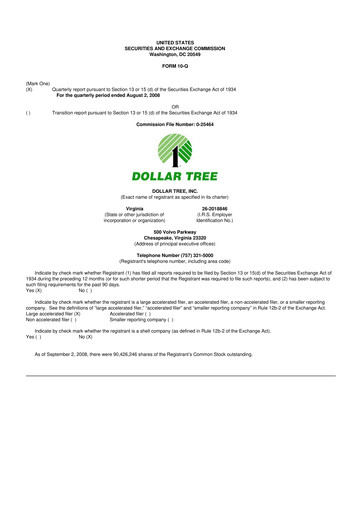 Thumbnail Dollar Tree 10-Q Quarterly Report FY 