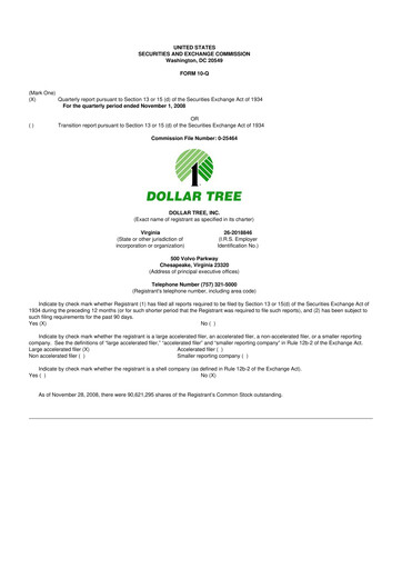 Thumbnail Dollar Tree 10-Q Quarterly Report FY 