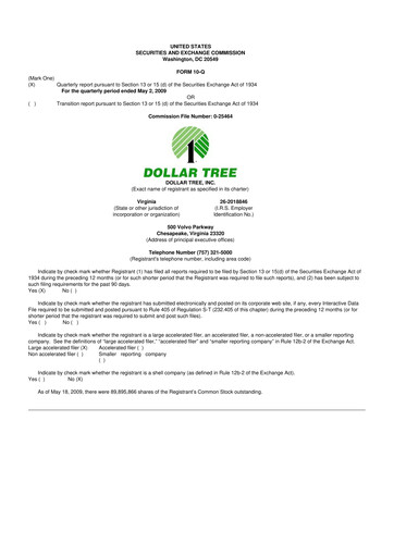 Thumbnail Dollar Tree 10-Q Quarterly Report FY 