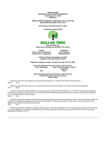 Thumbnail Dollar Tree 10-K Annual Report 