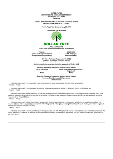 Thumbnail Dollar Tree 10-K Annual Report 