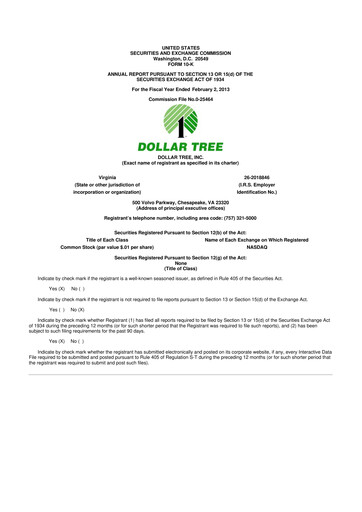 Thumbnail Dollar Tree 10-K Annual Report 
