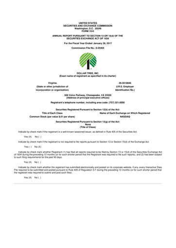 Thumbnail Dollar Tree 10-K Annual Report 