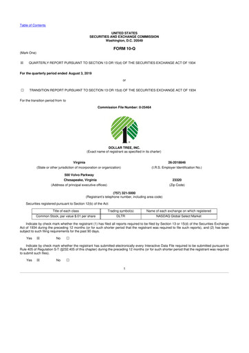 Thumbnail Dollar Tree 10-Q Quarterly Report FY 