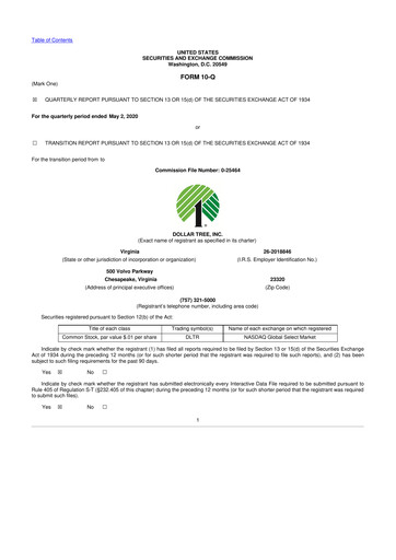 Miniature Dollar Tree 10-Q Rapport trimestriel 2020 
