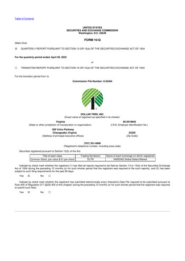Miniature Dollar Tree 10-Q Rapport trimestriel 2023 