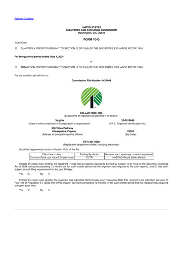 Miniature Dollar Tree 10-Q Rapport trimestriel 2024 