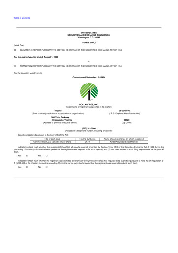 Thumbnail Dollar Tree 10-Q Quarterly Report FY2026 