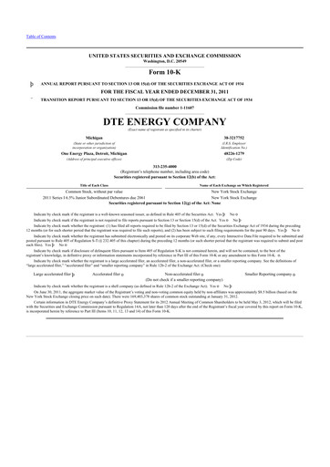 Thumbnail DTE Energy
 10-K Annual Report 2011
