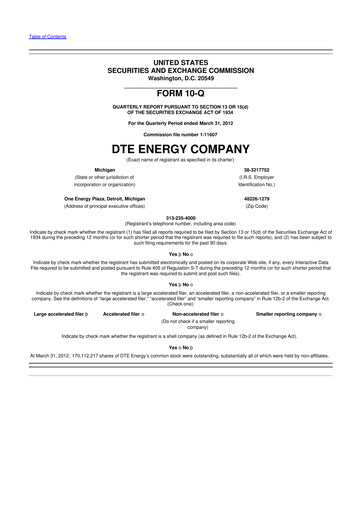 Thumbnail DTE Energy
 10-Q Quarterly Report FY2012 